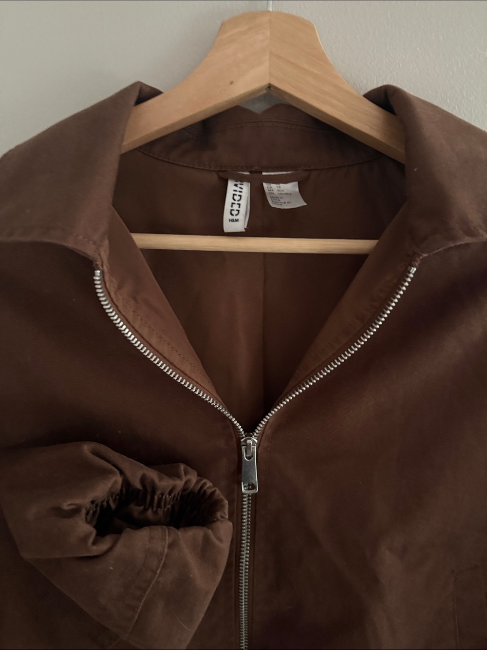 H&M Brown Zip-Front Bomber Jacket XS - Picture 6 of 7